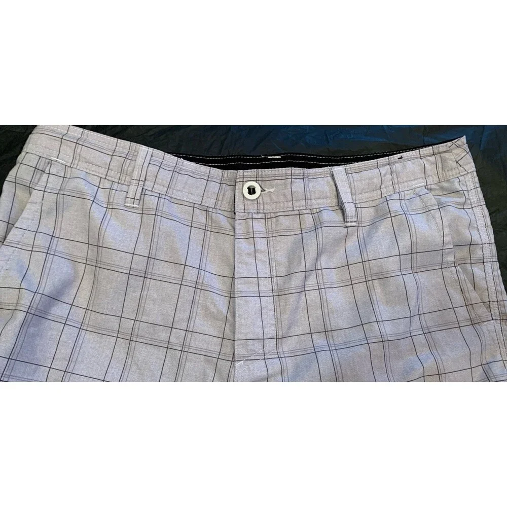 O'neil Hybrid Men's Grey Plaid Board Shorts Size 34x10